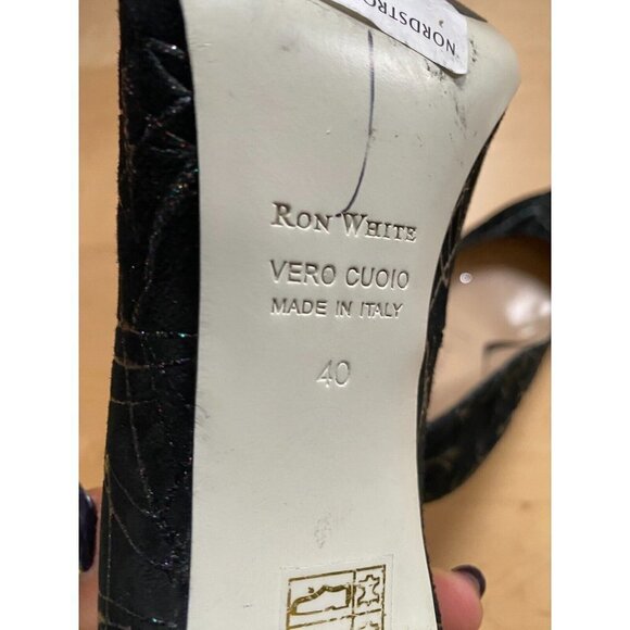 Ron White "Cindy" pointed toe suede Stiletto heel BNWT sz 40 Italy glitter - Picture 4 of 7